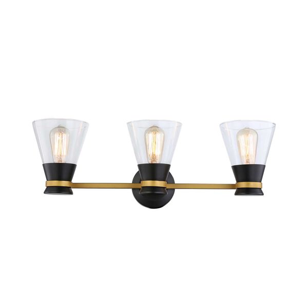 Kanata Black Brushed Brass Three-Light LED Bath Vanity, image 5