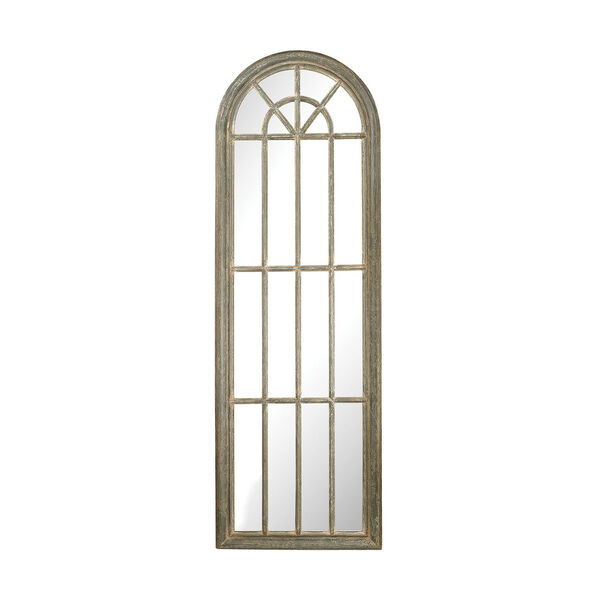 Grey Whie Wash Full Length Arched Window Pane Mirror, image 1