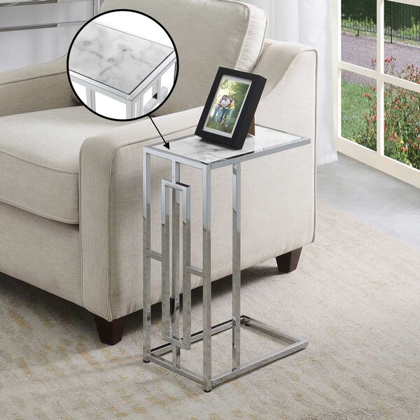 Town Square White Marble Chrome Marble C End Table, image 2