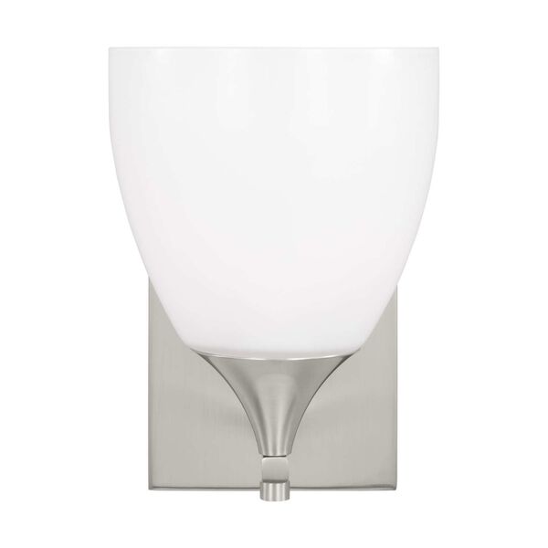 Toffino Brushed Silver One-Light Bath Sconce with Milk Glass by Drew and Jonathan, image 1