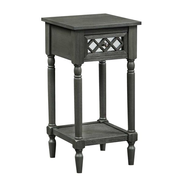Khloe French Country Wirebrush Dark Gray  Deluxe One Drawer End Table with Shelf, image 3