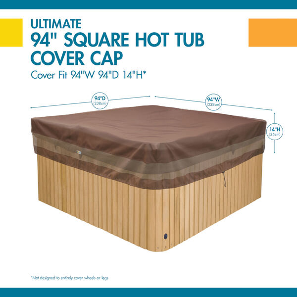 Ultimate Mocha Cappuccino 94-Inch Square Hot Tub Cover Cap, image 2