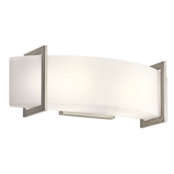 Crescent View Brushed Nickel Two-Light Bath Fixture, image 1