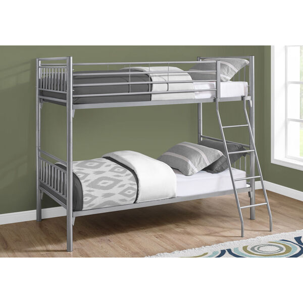 Silver Rectangular Twin Bunk Bed, image 2