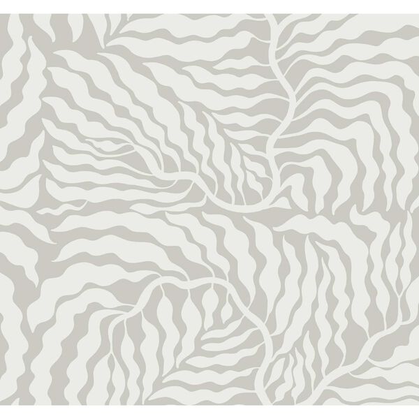 Fern Fronds Grey White Wallpaper, image 2
