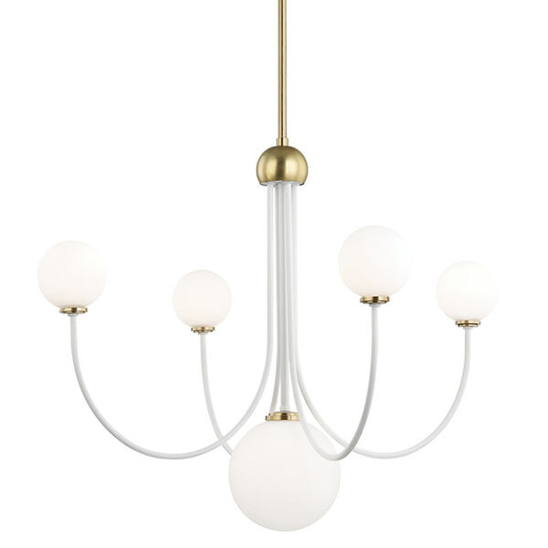 Coco Aged Brass White 5-Light 30-Inch Chandelier, image 1