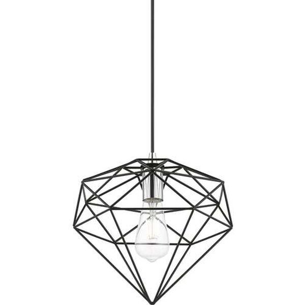 Knox Shiny Black with Polished Chrome Accents 11-Inch One-Light Pendant, image 5