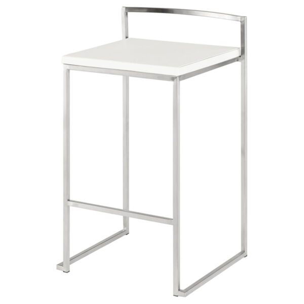 Genoa White and SIlver Counter Stool, image 1