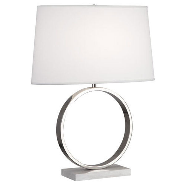 Logan Polished Nickel and White Carrara Marble One-Light Table Lamp, image 1