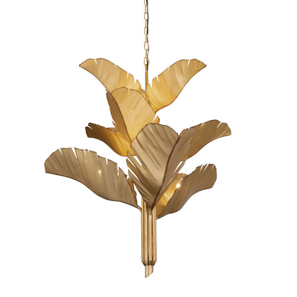 Banana Leaf Gold Nine-Light Chandelier, image 1