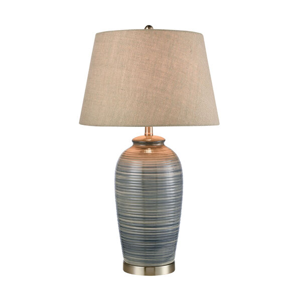 Monterey Blue Glaze and Satin Nickel 17-Inch Table Lamp, image 1