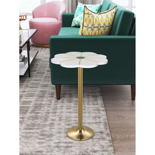 Scallop White, Green and Gold Side Table, image 2