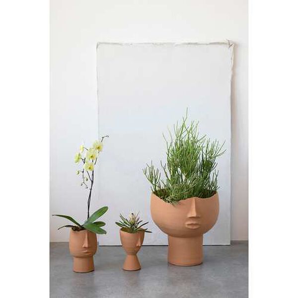 Brown Terracotta 22-Inch Planter with Face, image 3