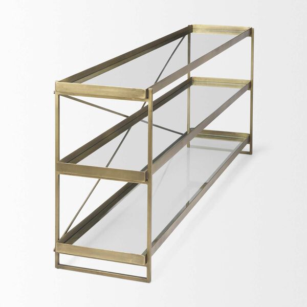 Trey Gold Metal with Glass Console Table, image 5
