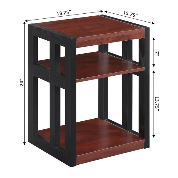 Monterey Cherry and Black End Table with Shelves, image 5