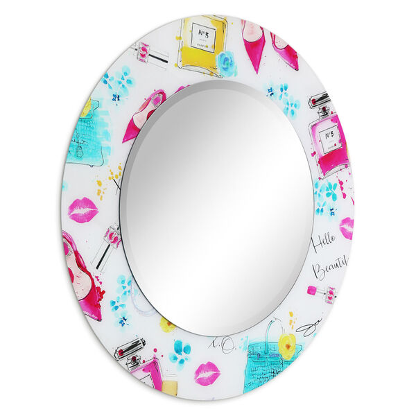 Beautiful Pink 36 x 36-Inch Round Beveled Wall Mirror, image 2