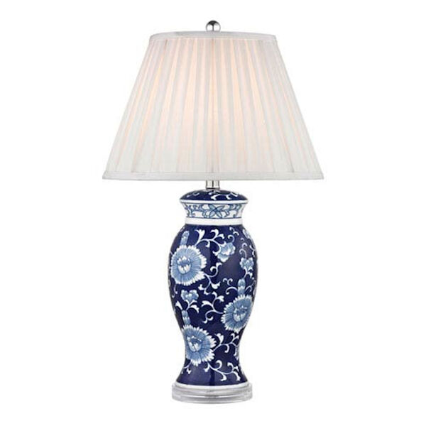 Blue and White Hand Paint One Light Table Lamp, image 1