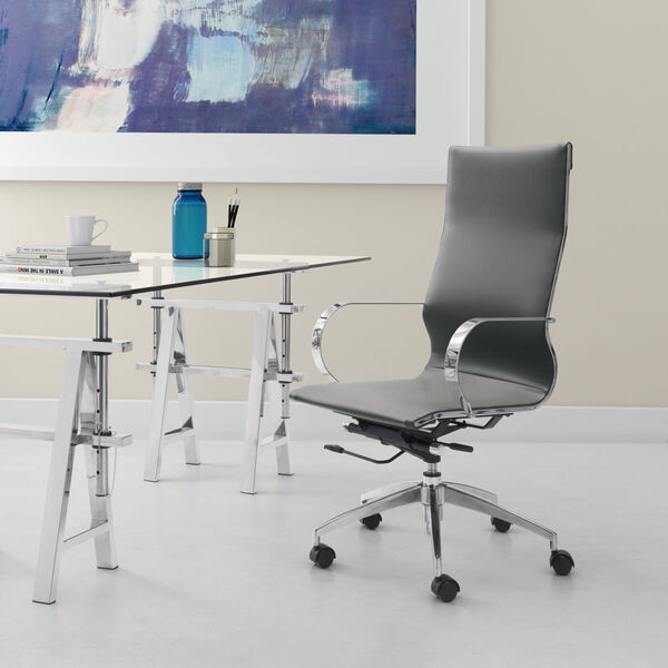 Glider Gray and Silver Office Chair, image 2