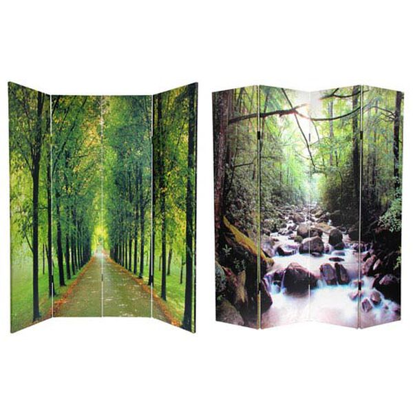 Six Ft. Tall Double Sided Path of Life Canvas Room Divider, Width - 64 Inches, image 1