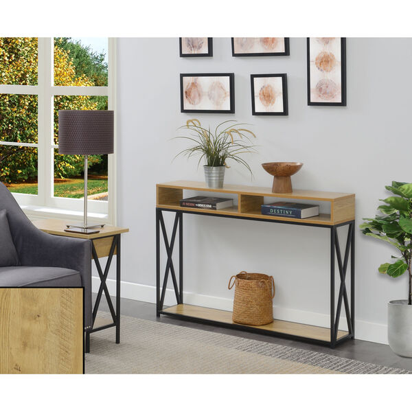 Tucson English Oak and Black Two Tier Console Table, image 2