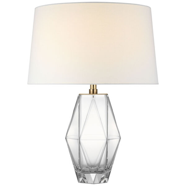 Palacios Medium Table Lamp in Clear Glass with Linen Shade by Chapman  and  Myers, image 1