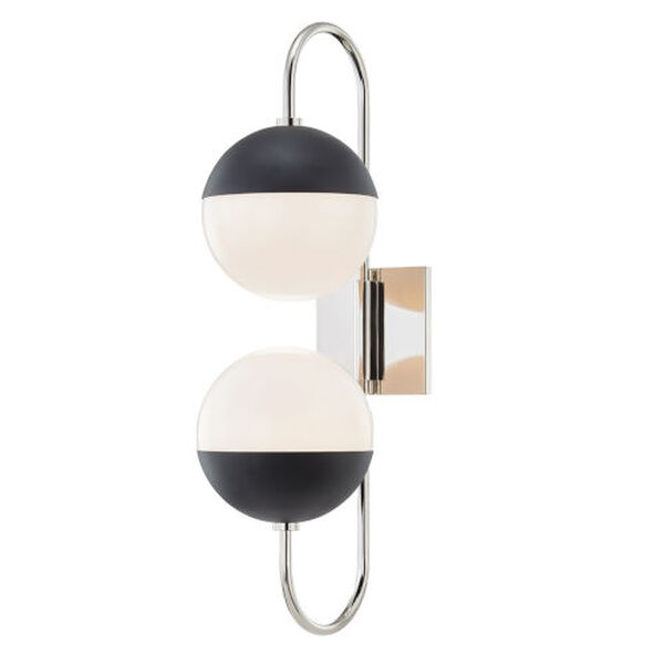Mckenna Polished Nickel and Black Two-Light Wall Sconce, image 1