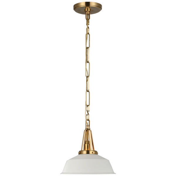 Layton 10-Inch Pendant in Antique-Burnished Brass with Matte White Shade by Chapman  and  Myers, image 1