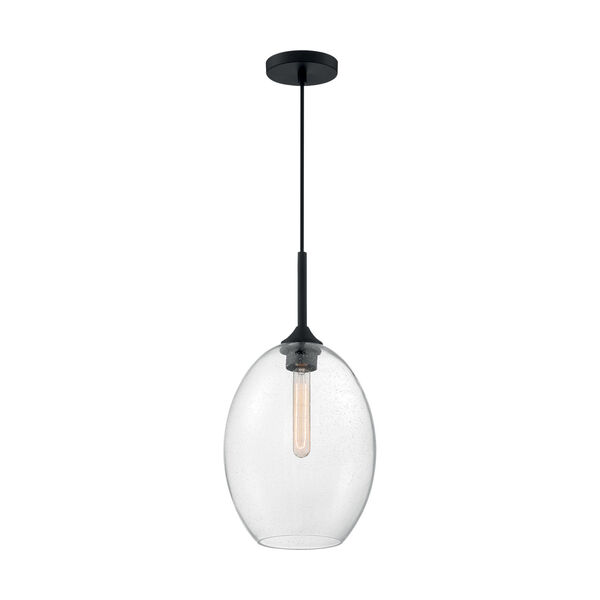 Aria Matte Black 19-Inch One-Light Pendant with Clear Seeded Glass, image 4