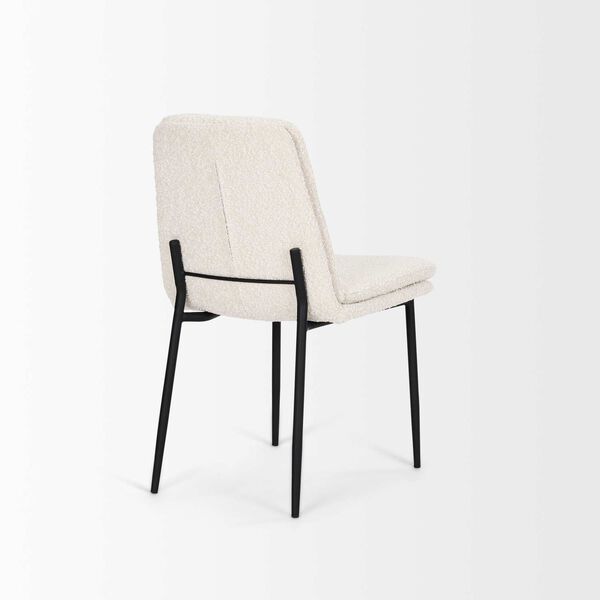 Eve Cream Boucle Fabric and Matte Black Metal Dining Chair, image 5