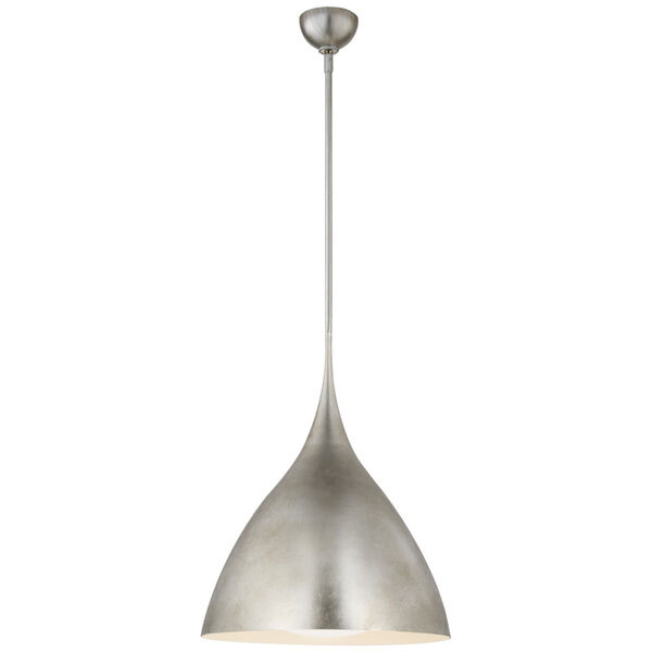 Agnes Medium Pendant in Burnished Silver Leaf with Soft White Glass by AERIN, image 1