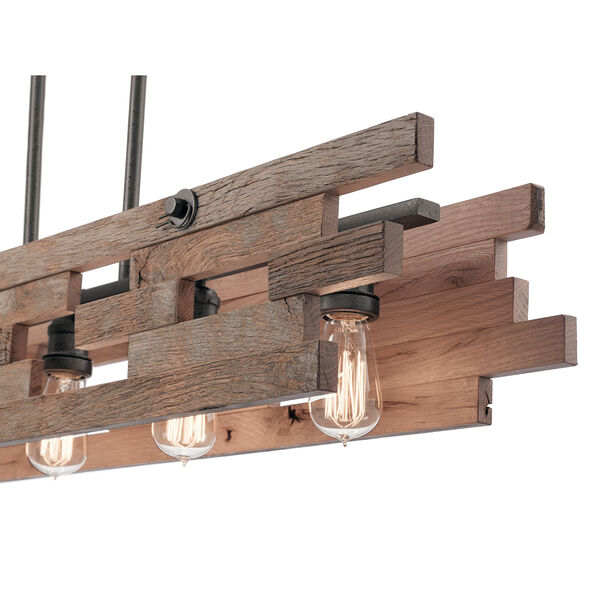 Cuyahoga Mill Anvil Iron 44-Inch Five-Light Linear Reclaimed Wood Pendant, image 3