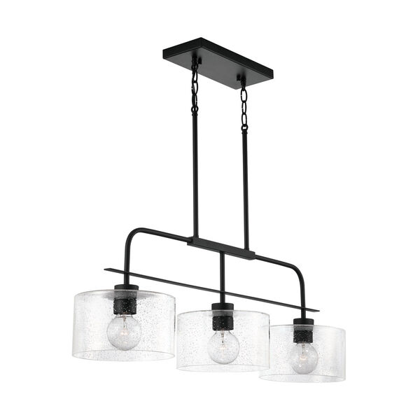 HomePlace Matte Black Three-Light Island Pendant with Clear Seeded Glass, image 4