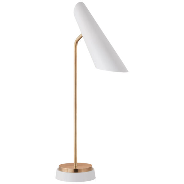 Franca Single Pivoting Task Lamp in Hand-Rubbed Antique Brass with White Shade by AERIN, image 1
