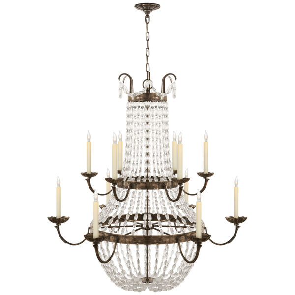 Paris Flea Market Grande Chandelier in Sheffield Silver with Seeded Glass by Chapman and Myers, image 1