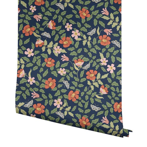 Primrose Rose and Navy Peel and Stick Wallpaper, image 4