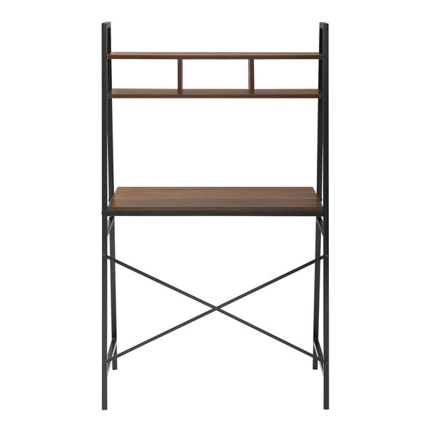 Mini Arlo Dark Walnut and Black Ladder Desk with Storage, image 1