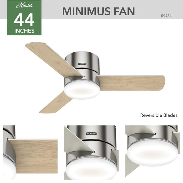 Minimus Low Profile Brushed Nickel 44-Inch LED Ceiling Fan, image 4