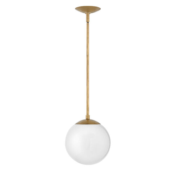 Warby Heritage Brass One-Light Mini Pendant with White Glass, image 1