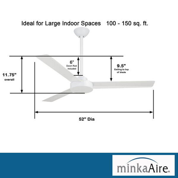 Roto Flat White 52-Inch Ceiling Fan, image 5