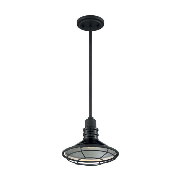 Blue Harbor Gloss Black and Silver 10-Inch One-Light Pendant, image 1