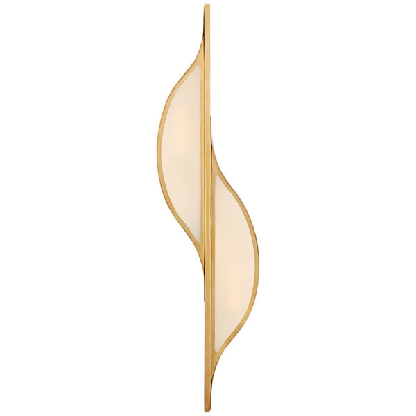 Avant Large Curved Sconce in Antique-Burnished Brass with Frosted Glass by Kelly Wearstler, image 1