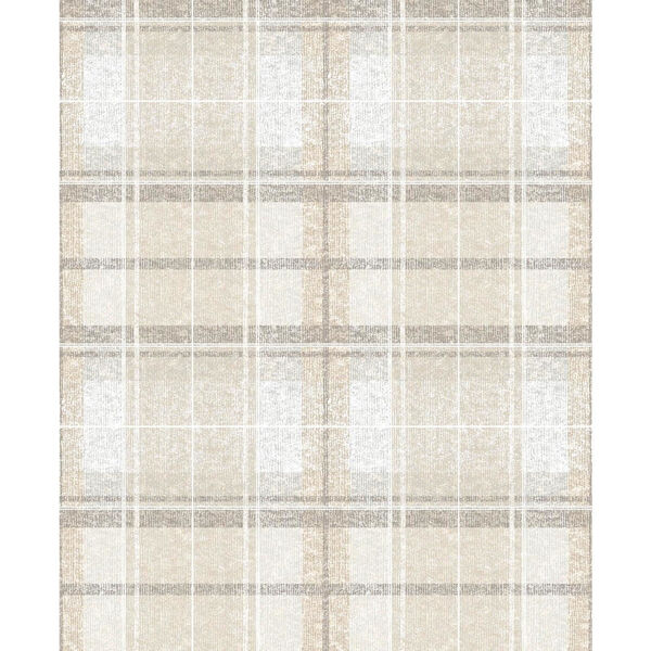 Tweed Plaid Beige Peel And Stick Wallpaper – SAMPLE SWATCH ONLY, image 1