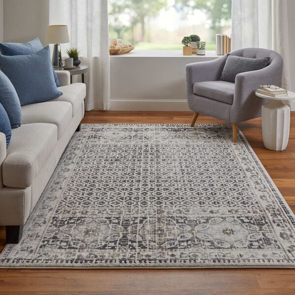 Kano Bohemian Eclectic Distressed Ivory Taupe Gray Area Rug, image 2