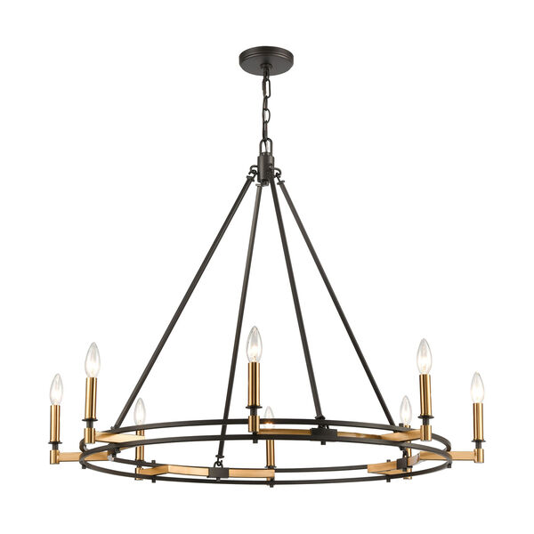 Talia Oil Rubbed Bronze and Satin Brass Eight-Light Chandelier, image 1