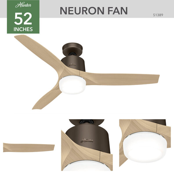 Neuron Metallic Chocolate 52-Inch Ceiling Fan with LED Light Kit and Handheld Remote, image 4