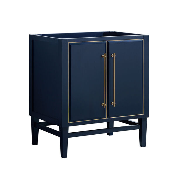 Navy Blue 30-Inch Bath vanity Cabinet with Gold Trim, image 2