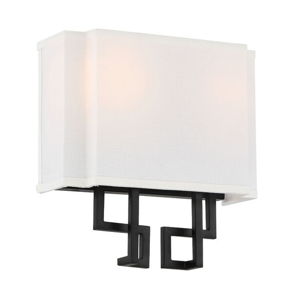 Upham Estates Coal and Polished Nickel Two-Light Wall Sconce, image 1