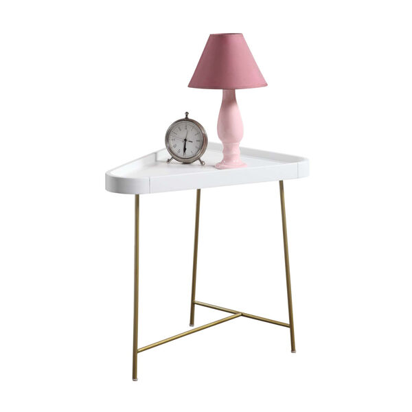 Lunar White and Gold Triangle End Table, image 4