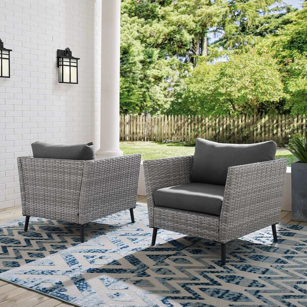 Richland Charcoal Gray Outdoor Wicker Armchair Set , Set of Two, image 3