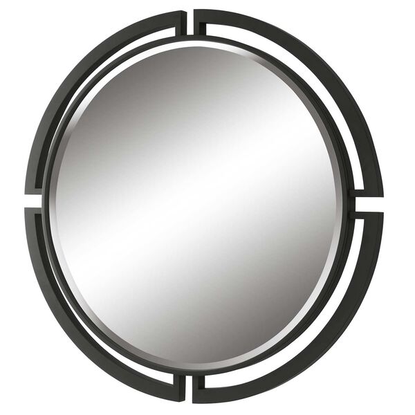 Quadrant Satin Black Modern Round Wall Mirror, image 4